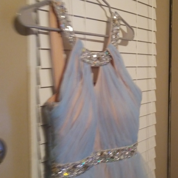 JODI KRISTOPHER| Blushy Nude and Muted Blue Dress - Picture 5 of 8